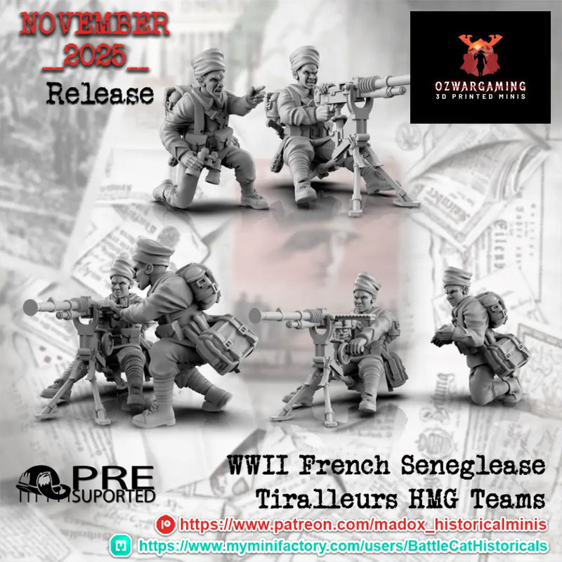WW2 French Seneglease Tiralleurs HMG Teams | Battlecat 28mm Historical Wargaming Miniatures Role Playing Miniatures