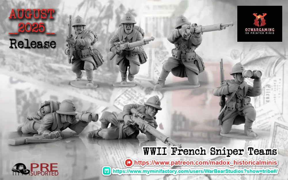 WW2 French Sniper Teams | Battlecat 28mm Historical Wargaming Miniatures Role Playing Miniatures