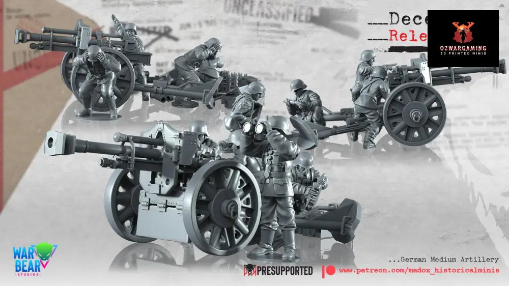 WW2 German Medium Artillery | Warbear Studios 28mm Historical Wargaming Miniatures Role Playing Miniatures
