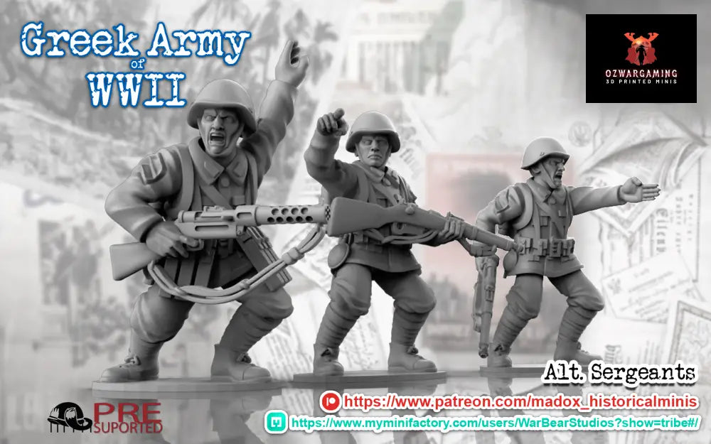WW2 Greek Alt NCOs | Battlecat 28mm Historical Wargaming Miniatures Role Playing Miniatures