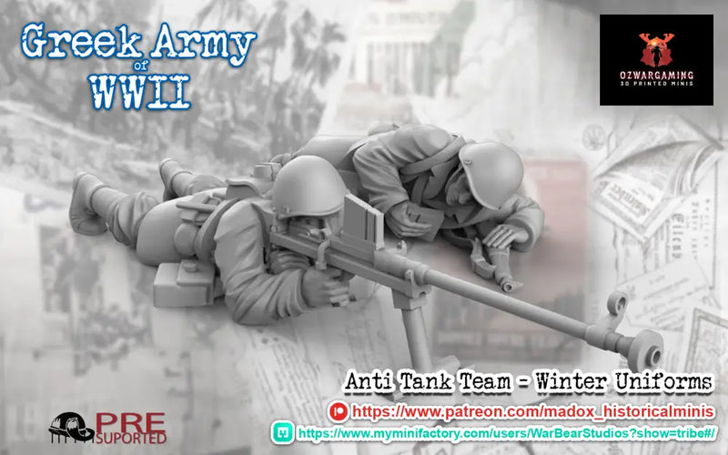 WW2 Greek Greatcoat AT Teams | Battlecat 28mm Historical Wargaming Miniatures Role Playing Miniatures