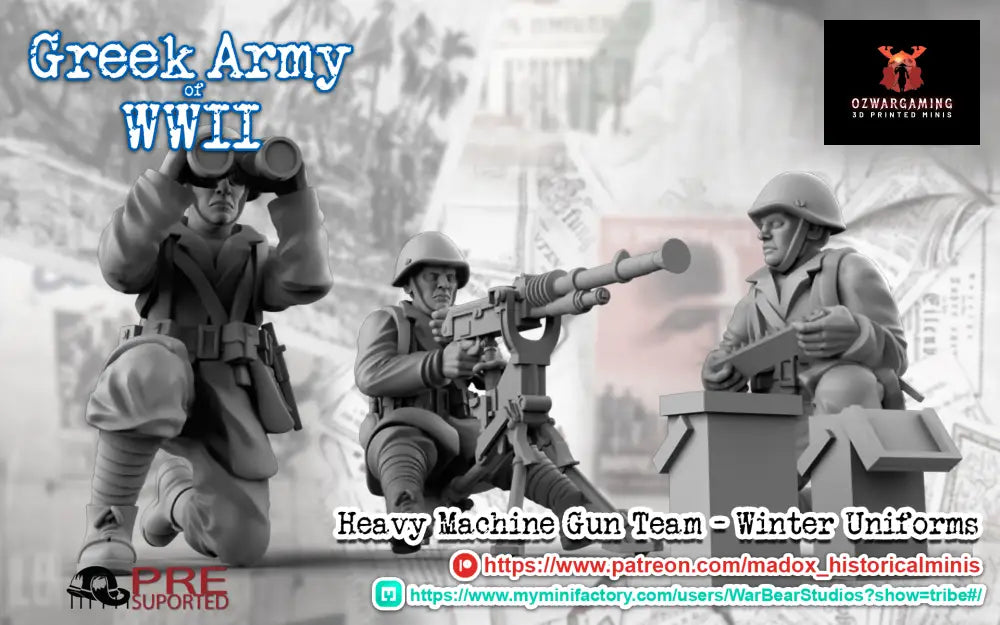 WW2 Greek Greatcoat HMG Teams | Battlecat 28mm Historical Wargaming Miniatures Role Playing Miniatures