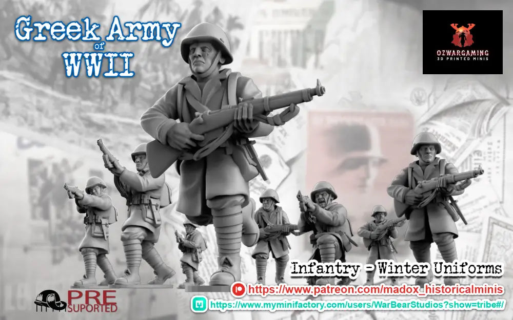 WW2 Greek Greatcoat Infantry | Battlecat 28mm Historical Wargaming Miniatures Role Playing Miniatures