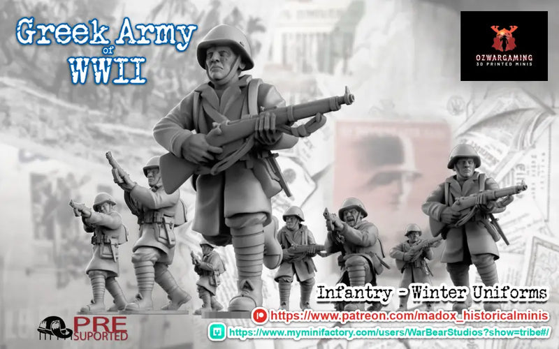 WW2 Greek Greatcoat Infantry | Battlecat 28mm Historical Wargaming Miniatures Role Playing Miniatures