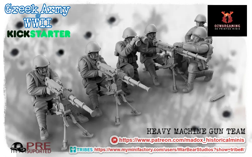 WW2 Greek HMG Teams | Battlecat 28mm Historical Wargaming Miniatures Role Playing Miniatures