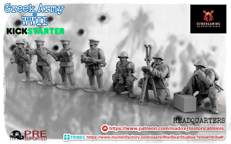 WW2 Greek HQ | Battlecat 28mm Historical Wargaming Miniatures Role Playing Miniatures