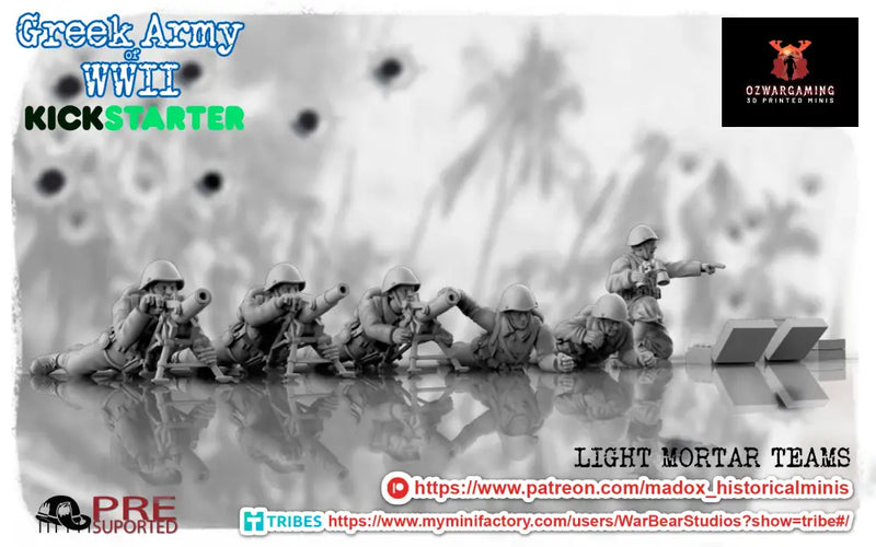 WW2 Greek Light Mortar Teams | Battlecat 28mm Historical Wargaming Miniatures Role Playing Miniatures