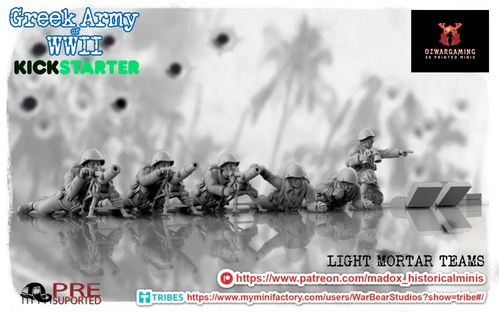 WW2 Greek Light Mortar Teams | Battlecat 28mm Historical Wargaming Miniatures Role Playing Miniatures
