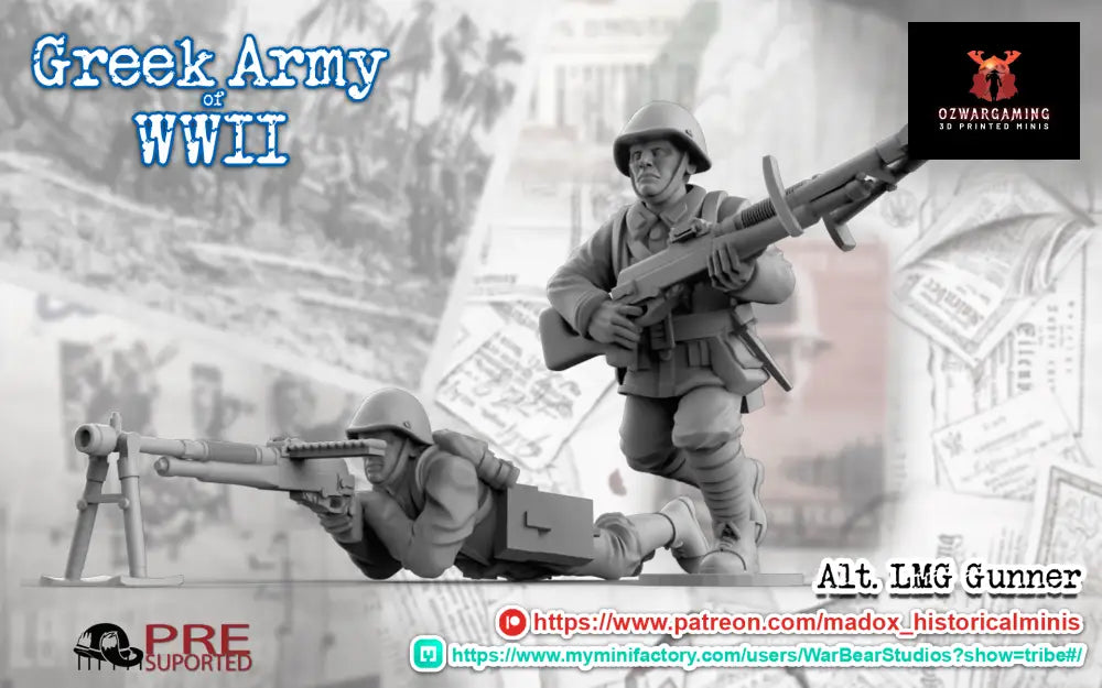 WW2 Greek LMG Teams | Battlecat 28mm Historical Wargaming Miniatures Role Playing Miniatures