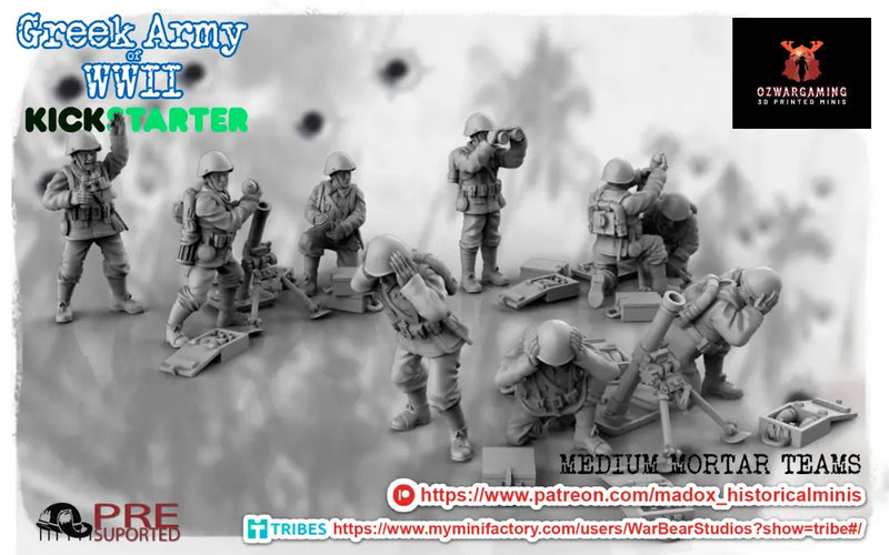 WW2 Greek Medium Mortar Teams | Battlecat 28mm Historical Wargaming Miniatures Role Playing Miniatures