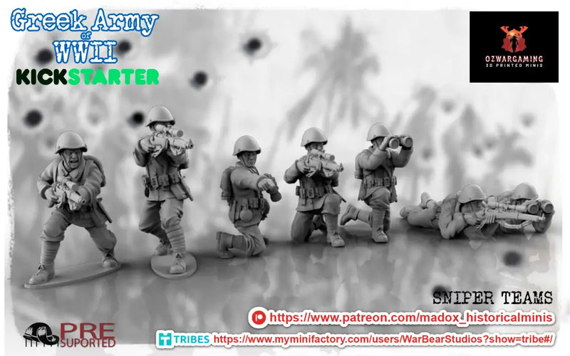 WW2 Greek Sniper Teams | Battlecat 28mm Historical Wargaming Miniatures Role Playing Miniatures