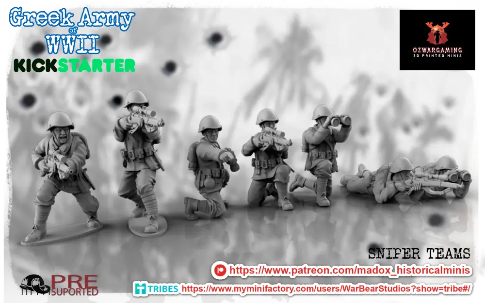WW2 Greek Sniper Teams | Battlecat 28mm Historical Wargaming Miniatures Role Playing Miniatures