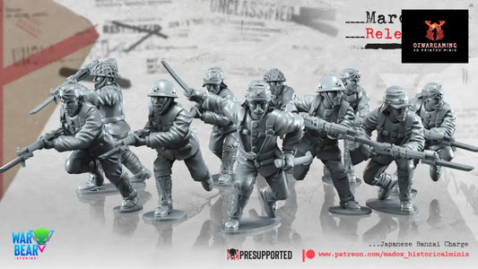 WW2 Japanese Banzai Charge | Warbear Studios 28mm Historical Wargaming Miniatures Role Playing Miniatures