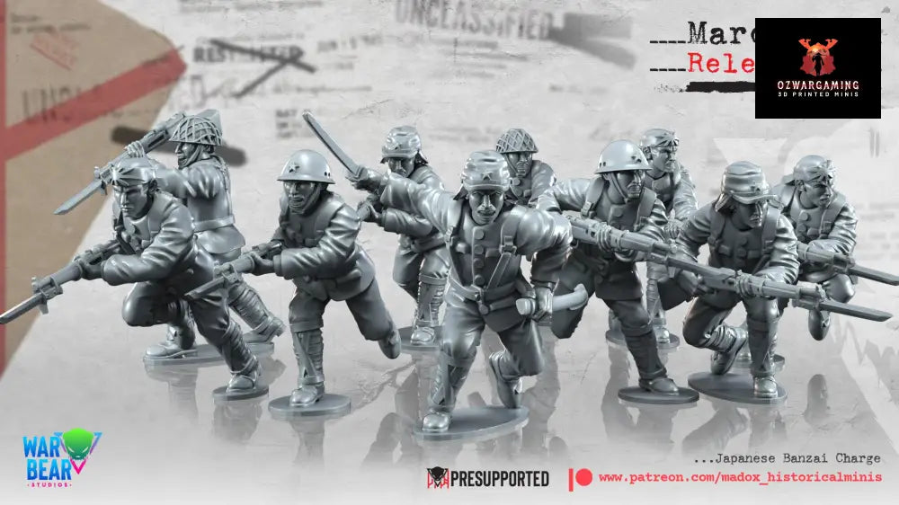 WW2 Japanese Banzai Charge | Warbear Studios 28mm Historical Wargaming Miniatures Role Playing Miniatures
