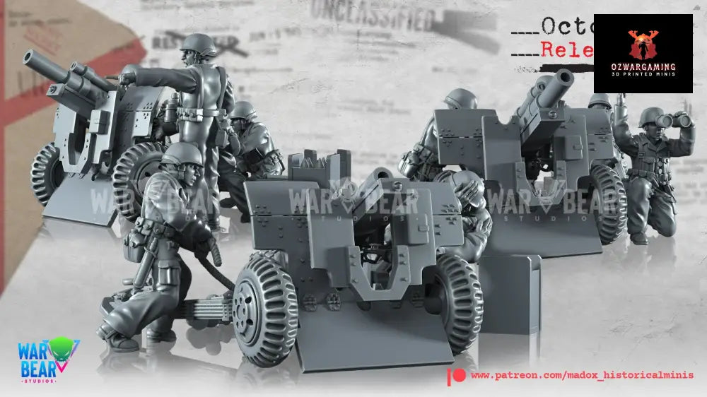 WW2 Pacific US Army Artillery Teams | Warbear Studios 28mm Historical Wargaming Miniatures Role Playing Miniatures