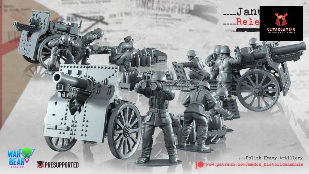 WW2 Polish Heavy Artillery | Warbear Studios 28mm Historical Wargaming Miniatures Role Playing Miniatures