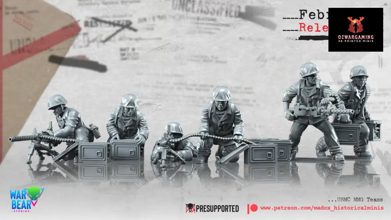 WW2 USMC MMG Teams | Warbear Studios 28mm Historical Wargaming Miniatures Role Playing Miniatures