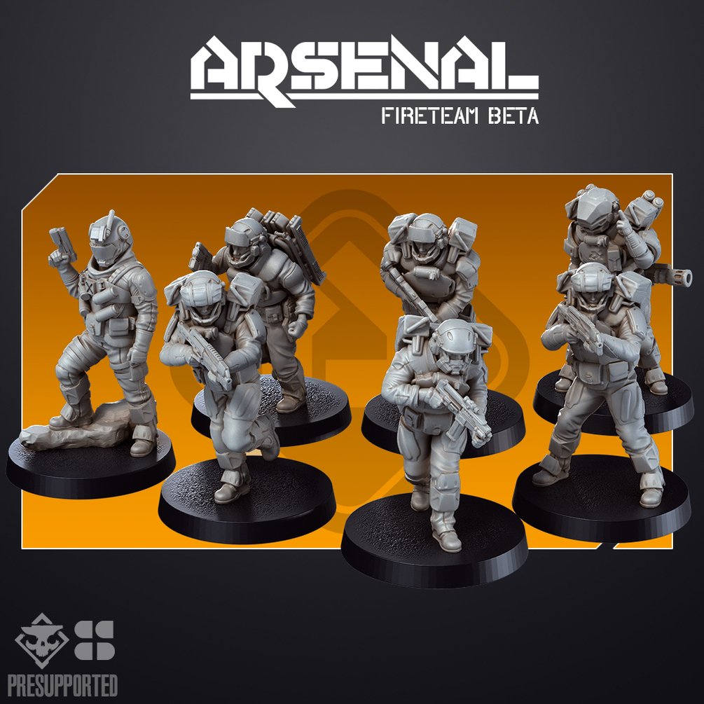 ARSENAL INFANTRY: Fireteam Beta | Skullforge Studios 32mm Wargaming Miniatures Role Playing Miniatures